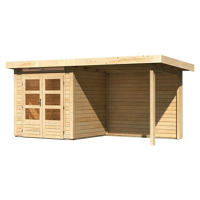 Karibu Gartenhaus Kandern 1 (Außenmaß inkl. Dachüberstand (B x T): 451,5 x 232 cm, Holz, Natur) | BAUHAUS