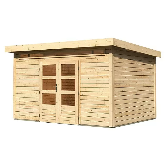 Karibu Gartenhaus Kandern 9Außenmaß inkl. Dachüberstand (B x T): 396 x 332 cm, Holz, Natur