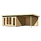 Karibu Gartenhaus Radeburg 3 (Außenmaß inkl. Dachüberstand (B x T): 724 x 393 cm, Holz, Natur, Mit Seitendach und Rückwand) | BAUHAUS
