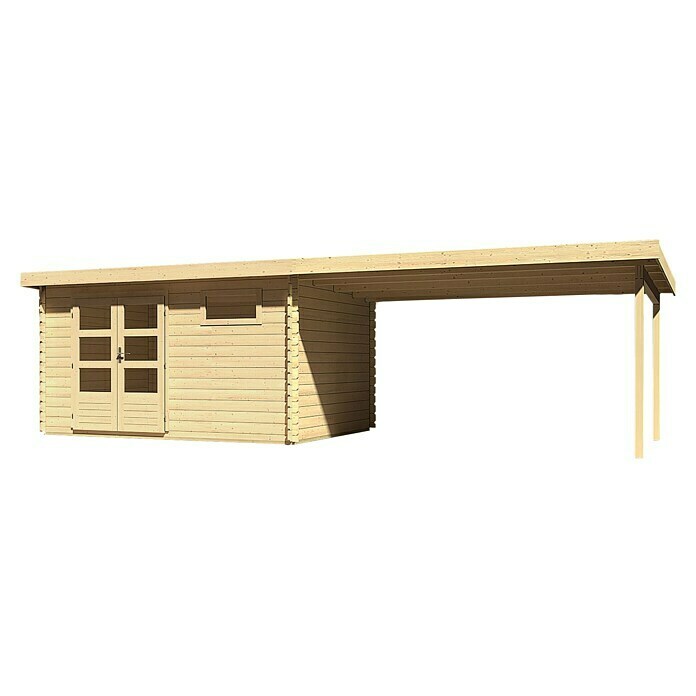 Karibu Gartenhaus Bastrup 8 (Außenmaß inkl. Dachüberstand (B x T): 804 x 333 cm, Holz, Natur, Mit Seitendach) | BAUHAUS