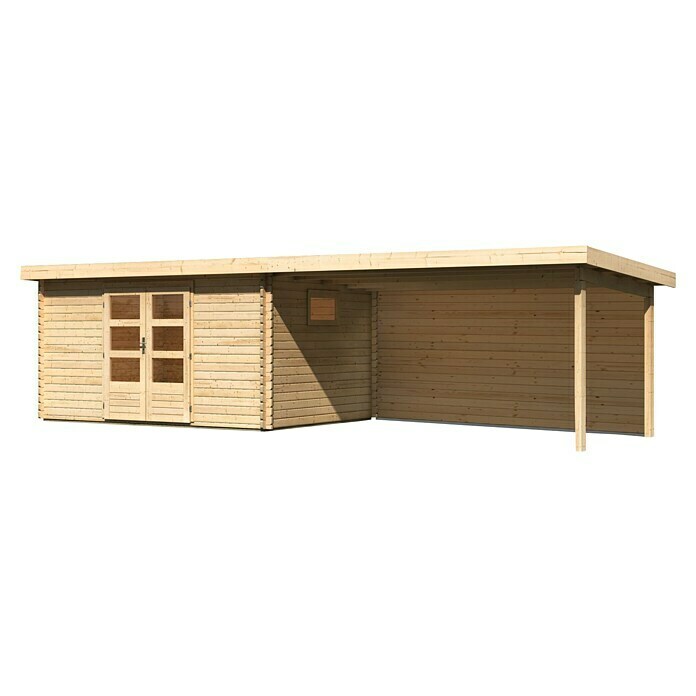 Karibu Gartenhaus (Außenmaß inkl. Dachüberstand (B x T): 806 x 333 cm, Holz, Natur, Mit Seitendach & Rückwand) | BAUHAUS