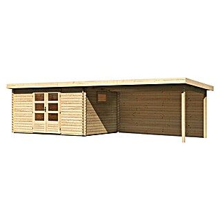 Karibu Gartenhaus (Außenmaß inkl. Dachüberstand (B x T): 806 x 333 cm, Holz, Natur, Mit Seitendach & Rückwand)