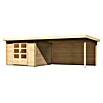 Karibu Gartenhaus Bastrup 5 (Außenmaß inkl. Dachüberstand (B x T): 714 x 333 cm, Holz, Natur, Mit Seitendach und Rückwand) | BAUHAUS