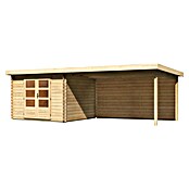 Karibu Gartenhaus Bastrup 5 (Außenmaß inkl. Dachüberstand (B x T): 714 x 333 cm, Holz, Natur, Mit Seitendach und Rückwand) | BAUHAUS