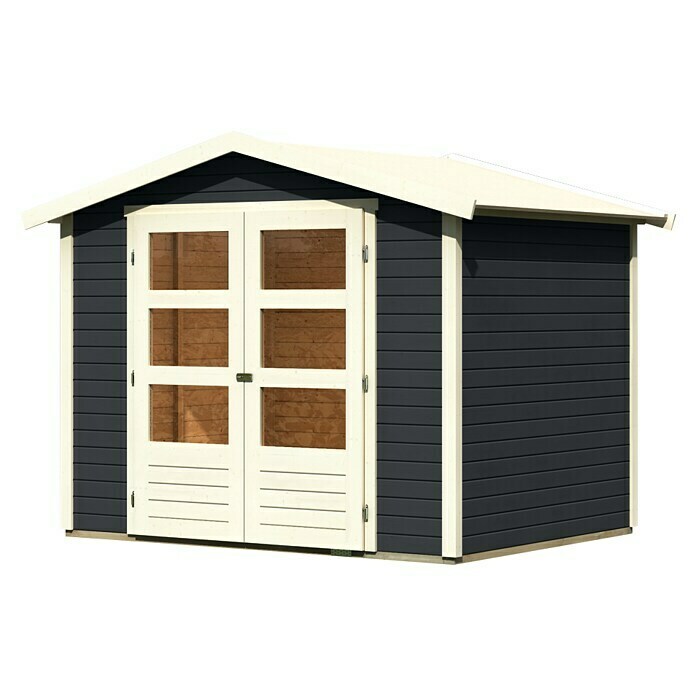 Karibu Gartenhaus Amberg 3 (Außenmaß inkl. Dachüberstand (B x T): 272 x 210 cm, Holz, Anthrazit)