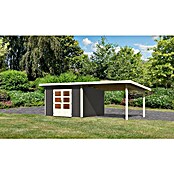Karibu Gartenhaus Northeim 3 (Außenmaß inkl. Dachüberstand (B x T): 664 x 331,5 cm, Holz, Terragrau, Mit Seitendach) | BAUHAUS