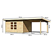Karibu Gartenhaus Northeim 4 (Außenmaß inkl. Dachüberstand (B x T): 724 x 331,5 cm, Holz, Natur, Mit Seitendach) | BAUHAUS