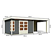 Karibu Gartenhaus Kastorf 7 (Außenmaß inkl. Dachüberstand (B x T): 702 x 273 cm, Holz, Terragrau, Mit Seitendach und Rückwand) | BAUHAUS
