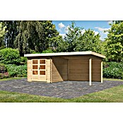 Karibu Gartenhaus Bastrup 4 (Außenmaß inkl. Dachüberstand (B x T): 554 x 333 cm, Holz, Natur, Mit Seitendach und Rückwand) | BAUHAUS