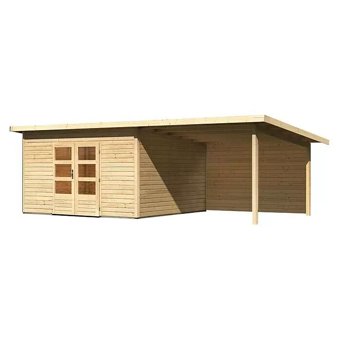 Karibu Gartenhaus Northeim 5Außenmaß inkl. Dachüberstand (B x T): 724 x 393 cm, Holz, Natur, Mit Seitendach und Rückwand