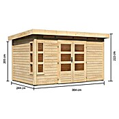Karibu Gartenhaus Kastorf 7 (Außenmaß inkl. Dachüberstand (B x T): 396 x 273 cm, Holz, Natur) | BAUHAUS