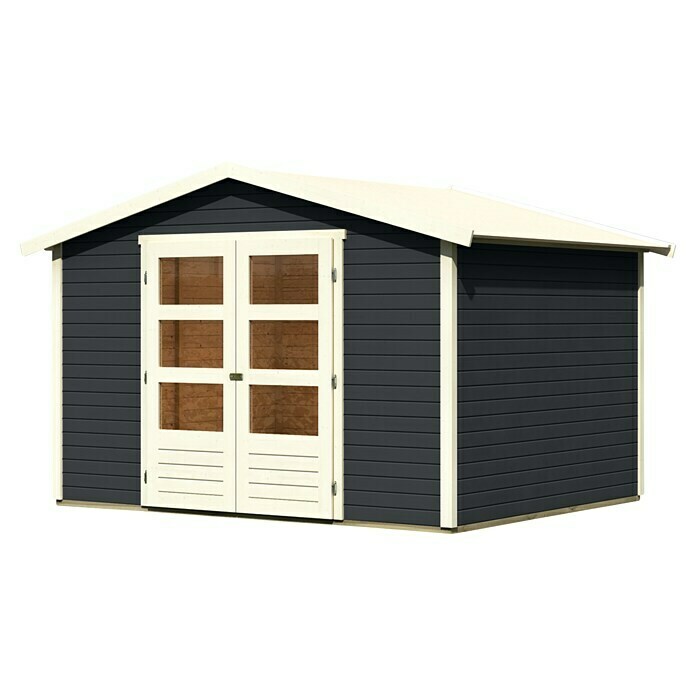 Karibu Gartenhaus Amberg 4 (Außenmaß inkl. Dachüberstand (B x T): 272 x 282 cm, Holz, Anthrazit)