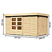 Karibu Gartenhaus Retola 6 (Außenmaß inkl. Dachüberstand (B x T): 404 x 262 cm, Holz, Natur) | BAUHAUS