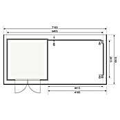 Karibu Gartenhaus (Außenmaß inkl. Dachüberstand (B x T): 716,5 x 333 cm, Holz, Natur, Mit Seitendach, Rück- & Seitenwand) | BAUHAUS