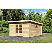 Karibu Gartenhaus (Außenmaß inkl. Dachüberstand (B x T): 406 x 422 cm, Holz, Natur) | BAUHAUS