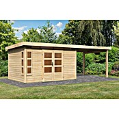 Karibu Gartenhaus Kastorf 7 (Außenmaß inkl. Dachüberstand (B x T): 702 x 273 cm, Holz, Natur, Mit Seitendach) | BAUHAUS