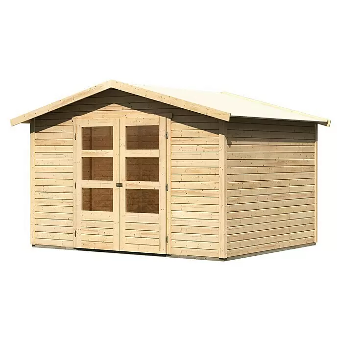 Karibu Gartenhaus Amberg 5Außenmaß inkl. Dachüberstand (B x T): 337 x 266 cm, Holz, Natur