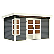 Karibu Gartenhaus Kastorf 7 (Außenmaß inkl. Dachüberstand (B x T): 396 x 273 cm, Holz, Terragrau) | BAUHAUS