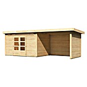 Karibu Gartenhaus Kandern 7 (Außenmaß inkl. Dachüberstand (B x T): 702 x 273 cm, Holz, Natur, Mit Seitendach, Rück- und Seitenwand) | BAUHAUS