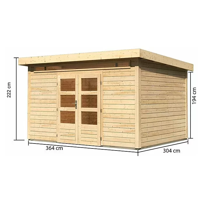 Karibu Gartenhaus Kandern 9Außenmaß inkl. Dachüberstand (B x T): 396 x 332 cm, Holz, Natur