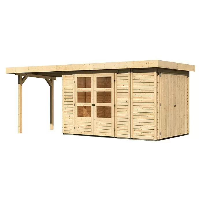 Karibu Gartenhaus Retola 3Außenmaß inkl. Dachüberstand (B x T): 566 x 238 cm, Holz, Natur