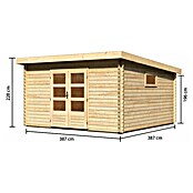 Karibu Gartenhaus (Außenmaß inkl. Dachüberstand (B x T): 406 x 422 cm, Holz, Natur) | BAUHAUS