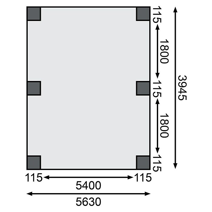 Karibu Carport Classic 3 (Außenmaß inkl. Dachüberstand (B x T): 3,18 x 8,6 m, Einzelcarport, Naturbelassen, Farbe Dach: Rot/ Grau, Mit 2 Einfahrtsbögen) | BAUHAUS
