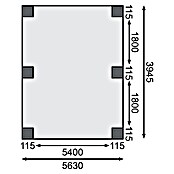 Karibu Carport Classic 3 (Außenmaß inkl. Dachüberstand (B x T): 3,18 x 8,6 m, Einzelcarport, Naturbelassen, Farbe Dach: Rot/ Grau, Mit 2 Einfahrtsbögen) | BAUHAUS