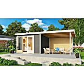 Karibu Gartenhaus Radeburg 1 (Außenmaß inkl. Dachüberstand (B x T): 664 x 331,5 cm, Holz, Terragrau, Mit Seitendach und Rückwand) | BAUHAUS