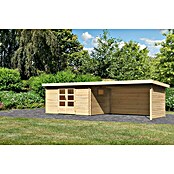 Karibu Gartenhaus (Außenmaß inkl. Dachüberstand (B x T): 806 x 333 cm, Holz, Natur, Mit Seitendach, Rück- & Seitenwand) | BAUHAUS