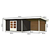 Karibu Gartenhaus Northeim 4 (Außenmaß inkl. Dachüberstand (B x T): 724 x 331,5 cm, Holz, Terragrau, Mit Seitendach und Rückwand) | BAUHAUS