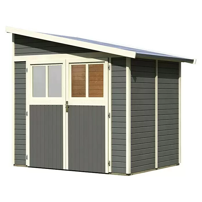 Karibu Gartenhaus Bomlitz 2Außenmaß inkl. Dachüberstand (B x T): 255 x 232 cm, Holz, Terragrau