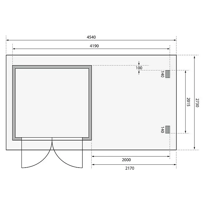 Karibu Gartenhaus Bastrup 2Außenmaß inkl. Dachüberstand (B x T): 454 x 273 cm, Holz, Natur, Mit Seitendach und Rückwand