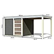 Karibu Gartenhaus Qubic 2 (Außenmaß inkl. Dachüberstand (B x T): 542,5 x 276 cm, Holz, Terragrau, Mit Seitendach) | BAUHAUS