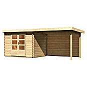Karibu Gartenhaus Bastrup 3 (Außenmaß inkl. Dachüberstand (B x T): 614 x 273 cm, Holz, Natur, Mit Seitendach und Rückwand) | BAUHAUS