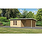 Karibu Gartenhaus Northeim 4 (Außenmaß inkl. Dachüberstand (B x T): 724 x 331,5 cm, Holz, Natur, Mit Seitendach und Rückwand) | BAUHAUS