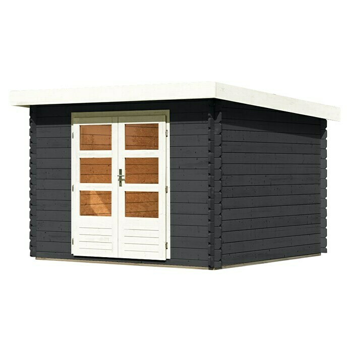 Karibu Gartenhaus Askola 2 (Außenmaß inkl. Dachüberstand (B x T): 242 x 238  cm, Holz, Anthrazit, Ohne Seitendach) | BAUHAUS