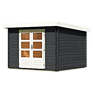 Karibu Gartenhaus Malta (Außenmaß inkl. Dachüberstand (B x T): 315 x 333 cm, Holz, Anthrazit, Ohne Seitendach)