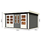 Karibu Gartenhaus Schönbuch 2 (Außenmaß inkl. Dachüberstand (B x T): 458 x 302 cm, Holz, Terragrau) | BAUHAUS