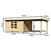 Karibu Gartenhaus (Außenmaß inkl. Dachüberstand (B x T): 706 x 333 cm, Holz, Natur, Mit Seitendach) | BAUHAUS