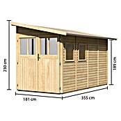 Karibu Gartenhaus Wandlitz 4 (Außenmaß inkl. Dachüberstand (B x T): 200 x 408 cm, Holz, Natur) | BAUHAUS