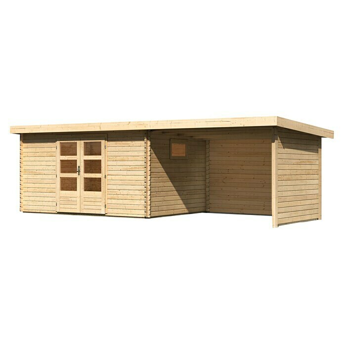 Karibu Gartenhaus (Außenmaß inkl. Dachüberstand (B x T): 706 x 333 cm, Holz, Natur, Mit Seitendach, Rück- & Seitenwand) | BAUHAUS