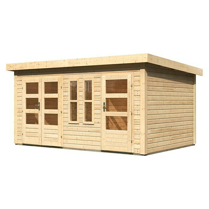 Karibu Gartenhaus Schönbuch 2 (Außenmaß inkl. Dachüberstand (B x T): 458 x 302 cm, Holz, Natur)