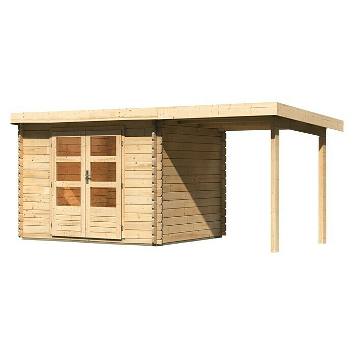 Karibu Gartenhaus Bastrup 3 (Außenmaß inkl. Dachüberstand (B x T): 614 x  273 cm, Holz, Natur, Mit Seitendach) | BAUHAUS