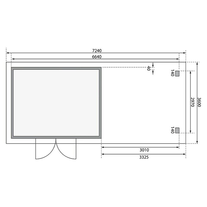 Karibu Gartenhaus Northeim 4 (Außenmaß inkl. Dachüberstand (B x T): 724 x 331,5 cm, Holz, Terragrau, Mit Seitendach und Rückwand) | BAUHAUS