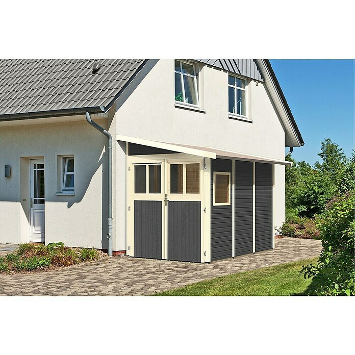 Karibu Gartenhaus Wandlitz 3 (Außenmaß inkl. Dachüberstand (B x T): 200 x 320 cm, Holz, Terragrau) | BAUHAUS