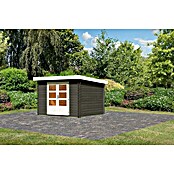 Karibu Gartenhaus Malta (Außenmaß inkl. Dachüberstand (B x T): 315 x 333 cm, Holz, Terragrau, Ohne Seitendach) | BAUHAUS