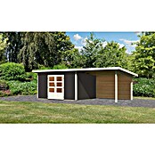 Karibu Gartenhaus Northeim 4 (Außenmaß inkl. Dachüberstand (B x T): 724 x 331,5 cm, Holz, Terragrau, Mit Seitendach und Rückwand) | BAUHAUS