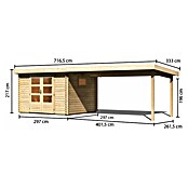 Karibu Gartenhaus (Außenmaß inkl. Dachüberstand (B x T): 716,5 x 333 cm, Holz, Natur, Mit Seitendach) | BAUHAUS