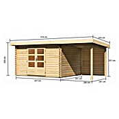 Karibu Gartenhaus Bastrup 7 (Außenmaß inkl. Dachüberstand (B x T): 574 x 333 cm, Holz, Natur, Mit Seitendach und Rückwand) | BAUHAUS